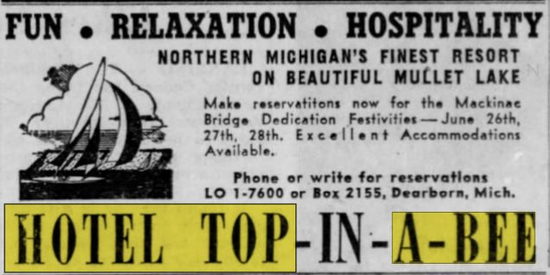 Hotel Top-In-A-Bee - May 1958 Ad